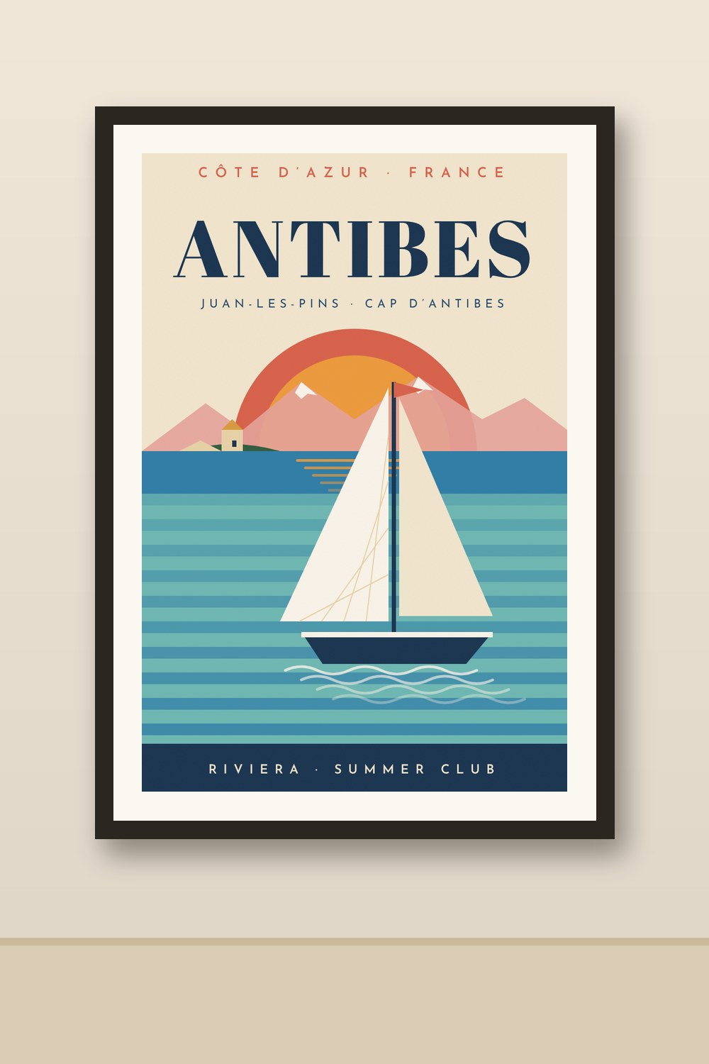 ANTIBES poster framed on a wall