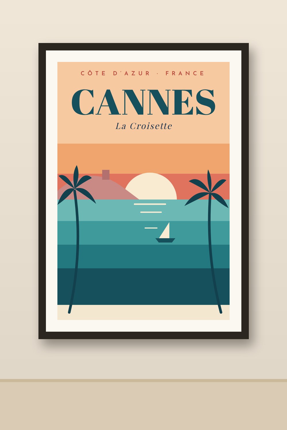 CANNES poster framed on a wall