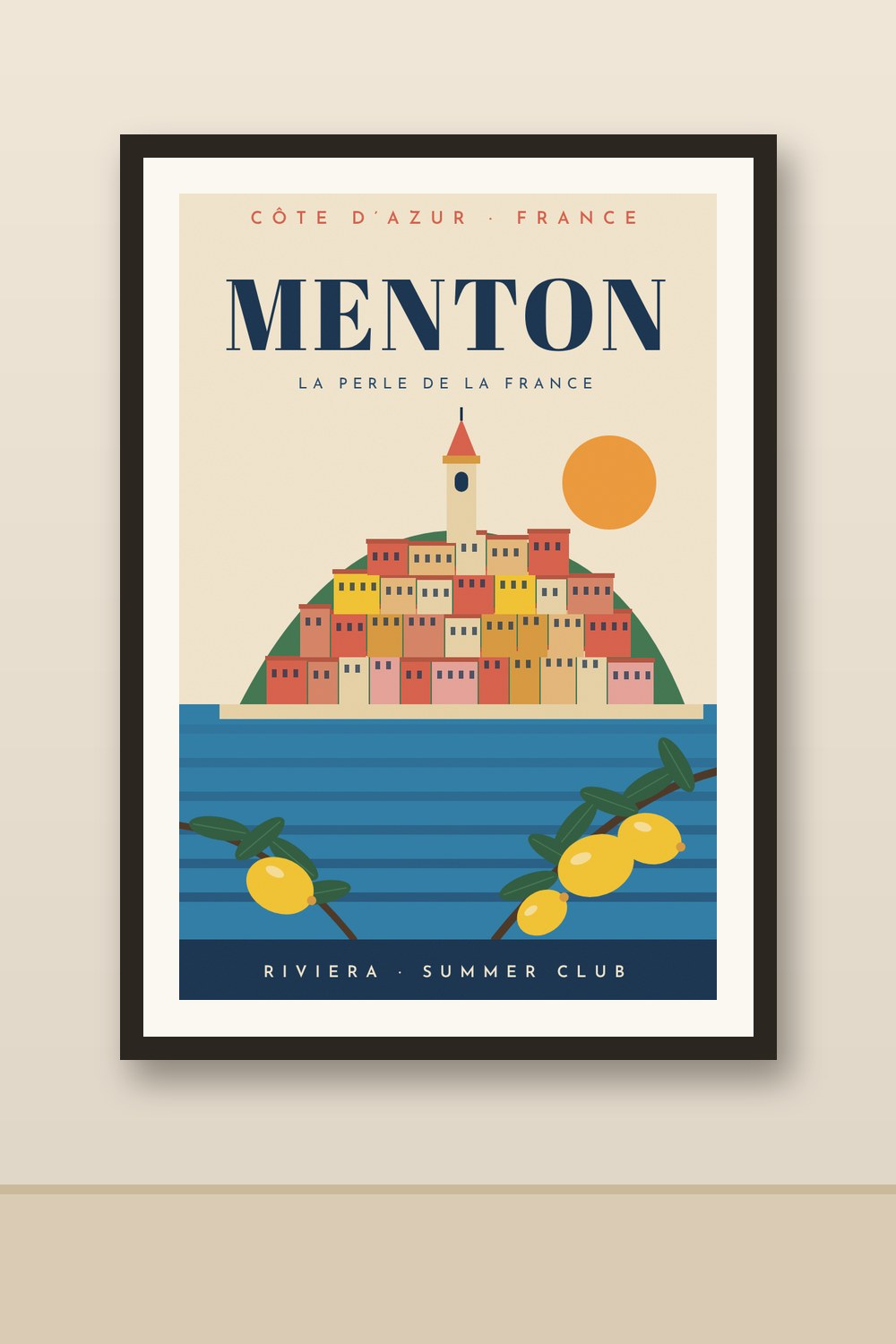 MENTON poster framed on a wall