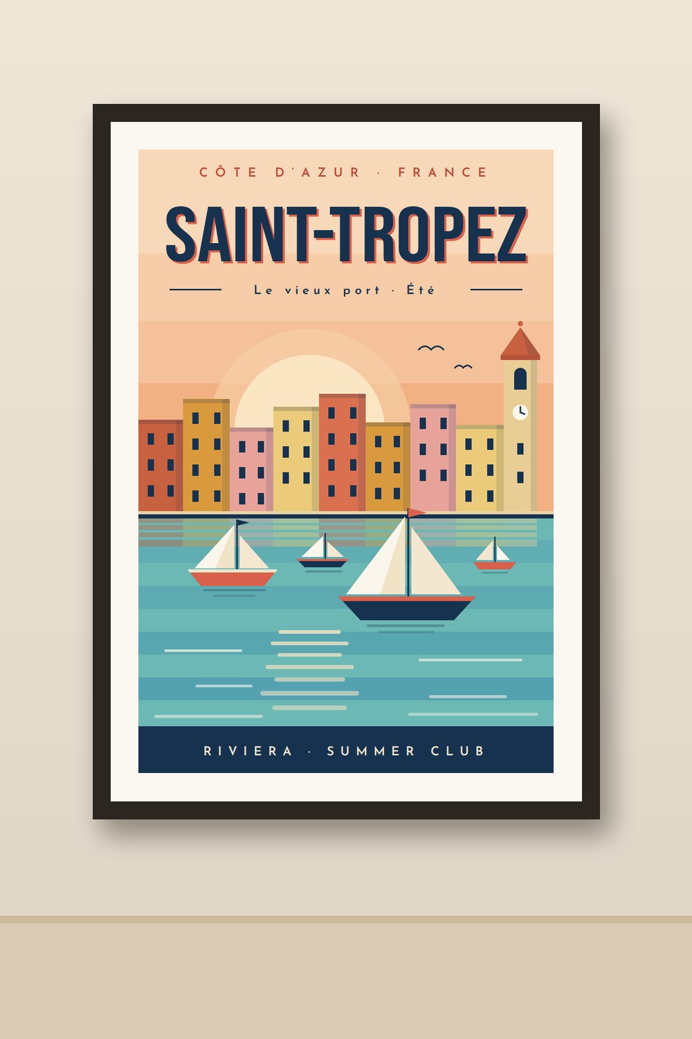 SAINT-TROPEZ poster framed on a wall